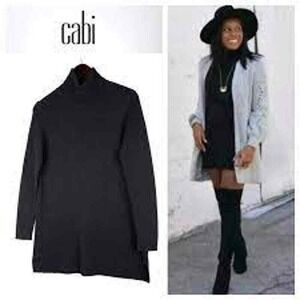 Cabi Fireside Dress Small Brown‎ Turtleneck Sweater Tunic Long Sleeve Pockets